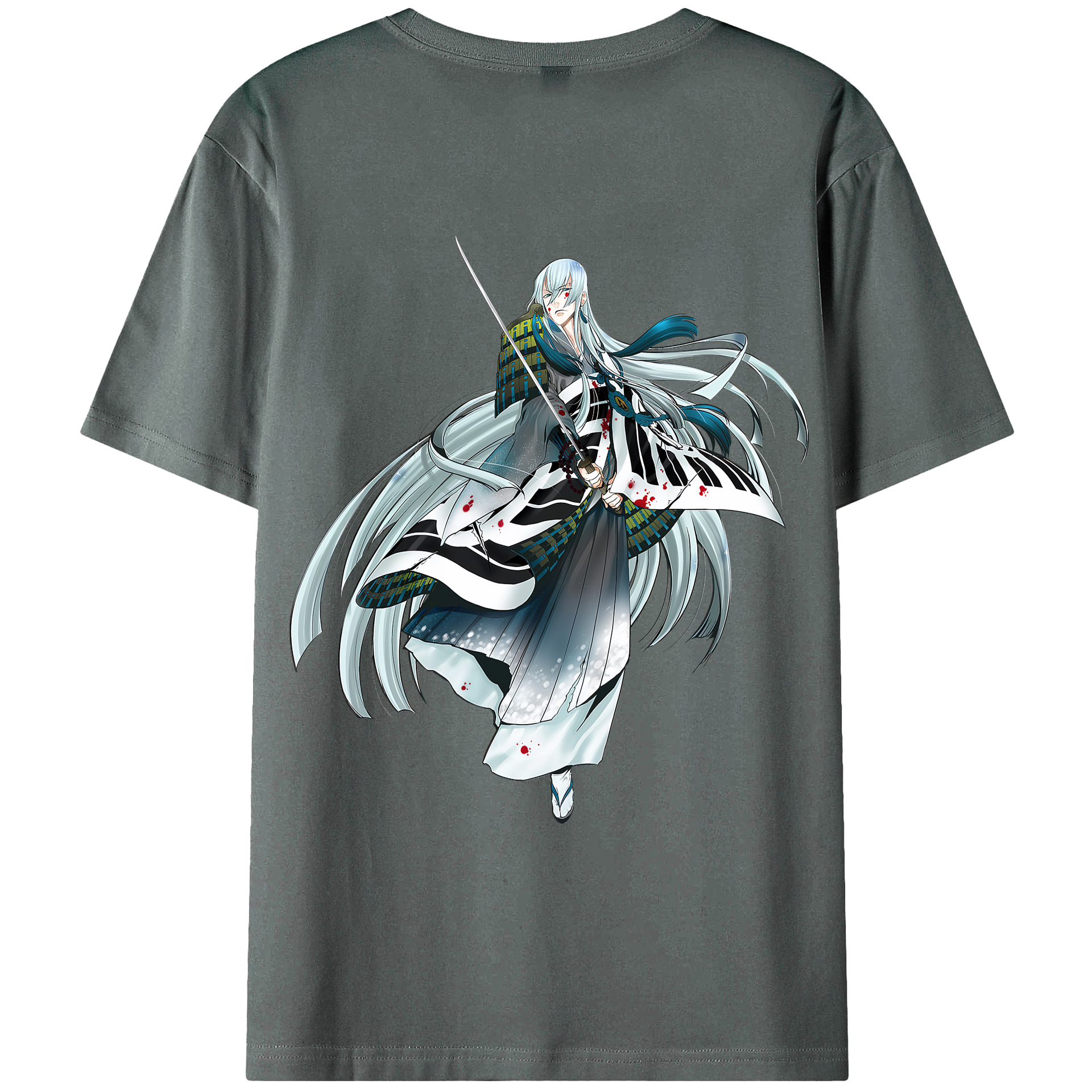（画像用） 刀剣乱舞 Touken Ranbu 綿100％ メンズ半袖Tシャツ（バックプリント） 通気性